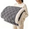 Gracelife Sherpa Throw Blanket for Couch Flannel Cozy Soft Thick Blanket for Bed Fleece Grey 60x80 Inches