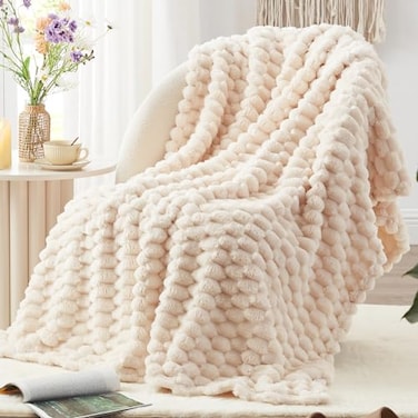 EXQ Home Fleece Throw Blanket for Couch and Bed 3D Imitation Large Turtle Shell Jacquard Decorative Blankets Plush Lightweight Fuzzy Flannel Blanket Suitable for All Seasons 5060Beige