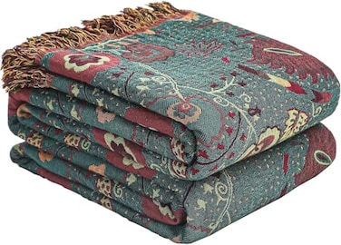 STASOPTK Boho Throw Blanket for Bed100 Ultra Cotton Soft Breathable Bed Throw Floral Printed Farmhouse Decor Rustic Bed Throws for Couch Sofa Quilt 60 x 80