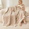 Gracelife Sherpa Throw Blanket for Couch Flannel Cozy Soft Thick Blanket for Bed Fleece Beige 60x80 Inches