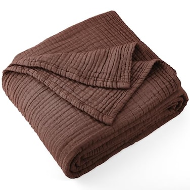 Carriediosa 100 Cotton Muslin Throw Blanket 108 X 90 King Size4Layers Summer Gauze Throws for Bed CouchSoft Lightweight Breathable Linen Blankets Bedspread for Adults All SeasonDark Brown