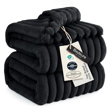 Bedsure GentleSoft Black California King Size Blanket for Bed Cozy Soft Blankets for Women Cute Large Throws for Girls 102x96 Inches