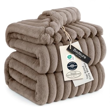 Bedsure GentleSoft Light Brown Fleece Blanket for Couch Cozy Soft Blankets for Women Cute Small Throws for Girls 108x90 Inches