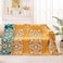 XIBLC Boho Throw Blanket 100 Cotton Ultra Soft Luxury Throw Rustic Quilt Floral Printed Farmhouse Decor Bed Summer Blankets All Season Rustic Reversible Bohemian Throw for Bed 60x80 Yellow