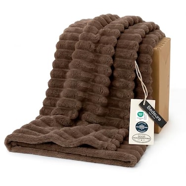 Bedsure GentleSoft Brown Fleece Blanket for Couch Cozy Soft Blankets for Women Cute Small Throws for Girls 60x80 Inches