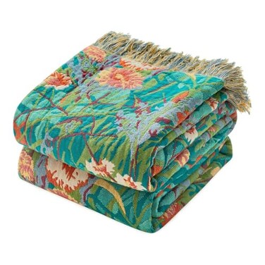 MSGKV Boho Throw Blanket 50x60 Floral Blankets for Couch 100 Cotton Chair Sofa Throws Lightweight Farmhouse Muslin Summer Breathable Bed Blankets Home Decor All Seasons