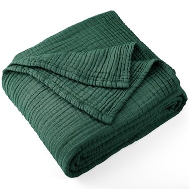 Carriediosa 100 Cotton Muslin Throw Blanket 50 X 70 Throw XL Size4Layers Summer Gauze Throws for Bed CouchSoft Lightweight Breathable Linen Blankets Bedspread for Adults All SeasonDark Green
