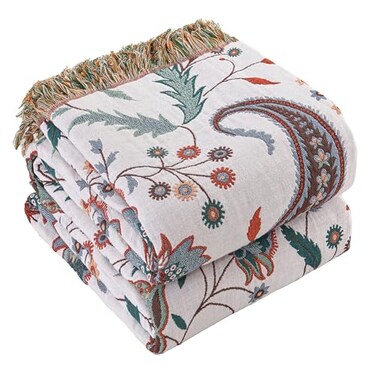STASOPTK Boho Throw Blanket for Bed100 Ultra Cotton Soft Breathable Bed Throw Floral Printed Farmhouse Decor Rustic Bed Throws for Couch Sofa Quilt Gift for Mom 60 x 80