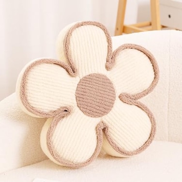 Kcvvcr Flower Pillow Soft Flower Shaped Floor Cushion Decorative Throw Pillow Cute Seating Cushion Plush Pillows for Sofa Couch Bed PP Cotton Fill 177 Inch Ivory