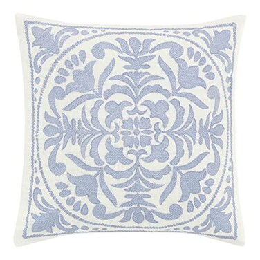 Laura Ashley Home Throw Pillow with Envelope Closure Elegant Home Decor for Bed or Sofa Mila Blue 18 x 18