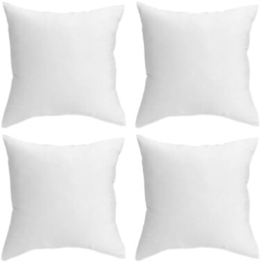 QUBA LINEN 18 x 18 Throw Pillow Insert Pack of 4 White Down Alternative Pillow Inserts for Decorative Pillow Covers Throw Pillows for Bed Couch Pillows for Living Room 18 x 18 Pack of 4