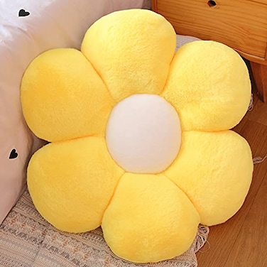 lannery Flower Plush Throw Pillows Flower Floor Pillow Seating Cushion Toy for Reading Room Watching TV 118 Yellow2