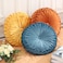 Drydiet 3 Pcs Round Throw Velvet Pillows Decorative Pleated Throw Pillows Diameter Accent Pumpkin Boho Chair Cushion for Couch Sofa Home Decoration YellowBrunt OrangeBlue15