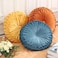 Drydiet 3 Pcs Round Throw Velvet Pillows Decorative Pleated Throw Pillows Diameter Accent Pumpkin Boho Chair Cushion for Couch Sofa Home Decoration YellowBrunt OrangeBlue15