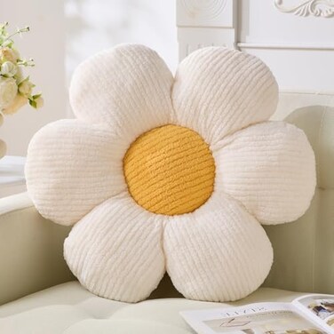 Vdoioe Flower Pillow Cute Daisy Pillow Off White Throw Pillow Cushion 1575 Home Decorative for Couch Bed