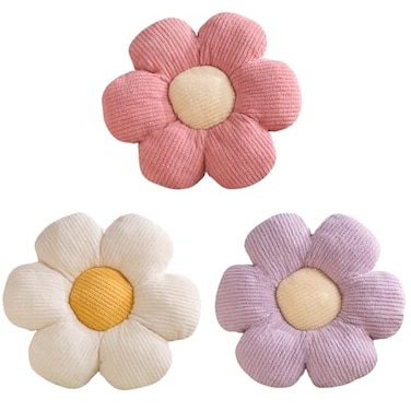 XIAIJIA 3 PCs Flower Pillow Flowers Shaped Pillow Cushion Decorative Daisy Pillow for Bed Cute Throw Pillows