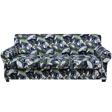 hyha Couch Cover Floral Pattern Stretch Printed 4 Pieces Sofa Slipcovers for 3 Separate Cushion Couch Washable Furniture Protector for DogsSofa Leaves
