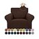 KEKUOU Stretch Single Sofa Slipcover 1 Piece Couch Sofa Cover 3155 Furniture Protector 1 Seater Sofa with Elastic Bottom for KidsPetJacquard Small Checked Pattern FabricSmallChocolate