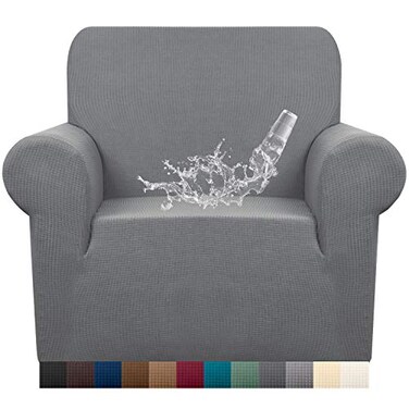 Granbest Premium Waterproof Sofa Cover High Stretch Couch Slipcover Super Soft Fabric Couch Cover Light Gray Chair Small