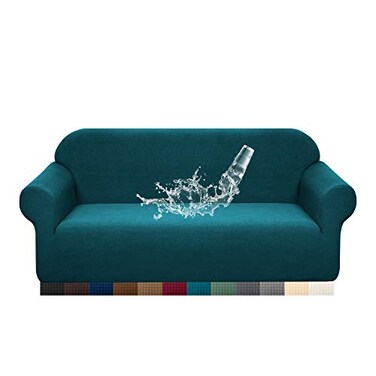 Granbest Premium Waterproof Sofa Cover High Stretch Couch Slipcover Super Soft Fabric Couch Cover Blackish Green Medium