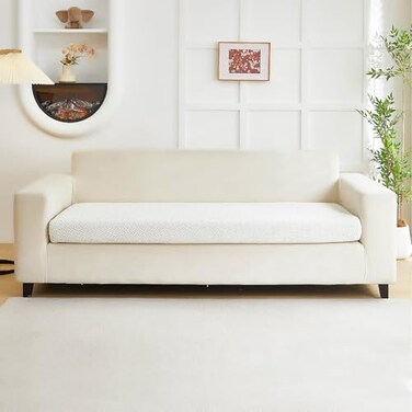 Disayu Couch Covers for 3 Cushion Sofa Pet Friendly Couch Cushion Covers Universal Sofa Covers Washable Stretch Slipcovers for Sectional Sofa Texture Ivory WhiteLarge Triple Seat Cover