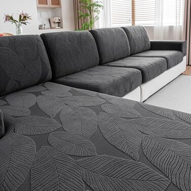 QIANMEW Couch Covers for Sectional Sofa Washable Stretch Soft Sofa Cushion Covers L Shape Sofa Slipcovers Anti Slip Furniture Decor Protector for Pets 3 Seaters CoversDark Gray