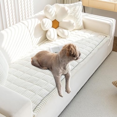 Gumfolk Pet Couch Covers for Sofa Slipcovers Couch Protector for Dogs Washable Cushion Cover Sofa Pad Blanket Furniture White 27in59in
