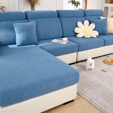 Disayu Sofa Covers Couch Covers for Sofa Pet Friendly Couch Cushion Covers Universal Sofa Covers Washable Stretch Slipcovers for Sectional Sofa Texture BlueLarge Single Seat Cover