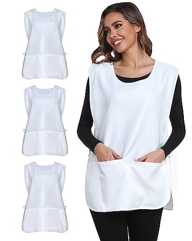 Xeoxarel 3 Pack Universal Apron for Women or Men Unisex Cobbler Apron with 3 Pockets Vest White