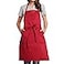 BIGHAS Adjustable Bib Apron with Pocket Extra Long Ties for Women Men 18 Colors Chef Kitchen Home Restaurant Cafe Cooking Baking Wine Red
