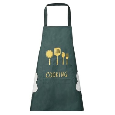 DILLMAN Women Kitchen Apron with Hand Wipe PocketsBig PocketHandwiping Waterproof for Cooking Baking GREEN