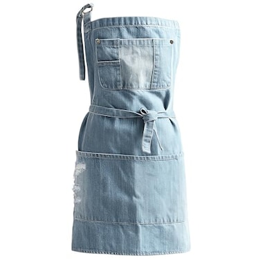 Jowcud Denim Apron With 5 Pockets for Cooking KitchensHairstylist Aprons for Women MenAdjustable Bib Jean Apron for Arts Gardening Cafes Bars Work