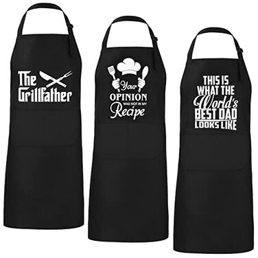 Newcotte 3 Pcs Aprons Cooking Gifts for Men Fathers Day Dad Funny Baking Chef Apron for Husband Birthday Gifts 3 DesignsClassic Style