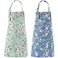DDJYP Floral Pattern Women Kitchen Apron 2 Pack Cotton Canvas Flower Apron with Pockets Gardening Apron for Gardeners Birthday Mothers Day Apron Gift
