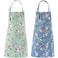 DDJYP Floral Pattern Women Kitchen Apron 2 Pack Cotton Canvas Flower Apron with Pockets Gardening Apron for Gardeners Birthday Mothers Day Apron Gift