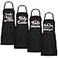 Mepase 4 Pcs Nail Tech Aprons with Pocket for Women Funny Adjustable Waterproof Manicurist Gifts for Salons Cosmetology SmockBlack