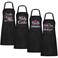Mepase 4 Pcs Nail Tech Aprons with Pocket for Women Funny Adjustable Waterproof Manicurist Gifts for Salons Cosmetology SmockBlack