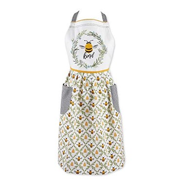 DII Womens Spring Summer Apron Collection Adjustable Two Large Pockets Extra Long Ties One Size Fits Most Sweet Bee