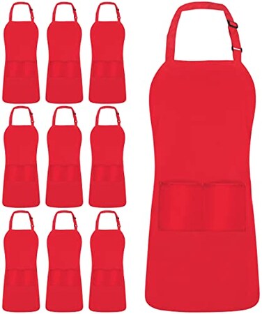 Utopia Kitchen 10 Pack Bib Apron Unisex Adjustable Aprons with 2 Pockets Waterdrop Resistant Cooking Kitchen Chef Apron for Men Women