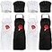 Geyoga 4 Pieces Chef Aprons and 4 Pieces Chef Hat Set Adjustable Apron with Pocket Butcher Hat Baker Costume Kitchen Apron for Men and Women