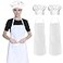 Hi loyaya 2 Pack White Apron and Chef hat Cooking Kitchen Bib Aprons for Women Men Chef with Pockets for BBQ Grilling Baking 2 White