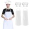Hi loyaya 2 Pack White Apron and Chef hat Cooking Kitchen Bib Aprons for Women Men Chef with Pockets for BBQ Grilling Baking 2 White