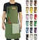 Stenffy Kitchen Apron Work Apron Canvas Multiple Pockets Gardening Painting BBQ Artist Carpenter Sizes M to XXL Olive