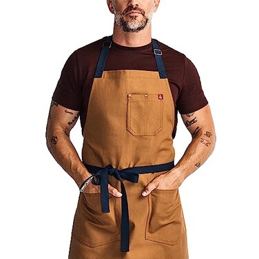 hedleybennett hedley bennett Essential Apron Professional Chef Apron with Pockets Kitchen Apron for Men Grilling Apron Chef Aprons for Men Apron for Women 8oz 100 Cotton Canvas Fabric Denver Brown
