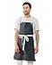 Caldo Linen Kitchen Apron for Cooking Mens and Womens Linen Bib Apron for Professional Chef Server or Barista Adjustable with Pockets Slate