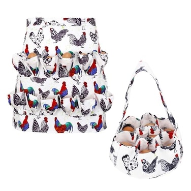XLSXEXCL Egg Collecting Apron and Basket 12 Deep Pockets Chicken Apron and 7 Deep Pockets Chicken Egg Basket Tie106cmL