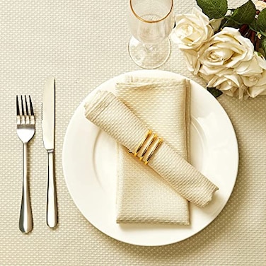 Mebakuk Cloth Napkins Set of 12 Premium 17 x 17 Inch Solid Washable Small Triangle Weave Napkins Soft Table Napkin for Wedding Party Restaurant Dinner Parties