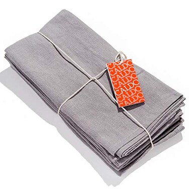 Caldo Linen Dinner Napkins Soft and Durable Cloth 4 Pack 20x20 inch Grey