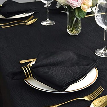 maxmill Jacquard Cloth Napkins 20 x 20 Inch Swirl Pattern 4 Packs Solid Washable Polyester Comfortable for Restaurant Family Dinners Weddings Parties and Banquets Black