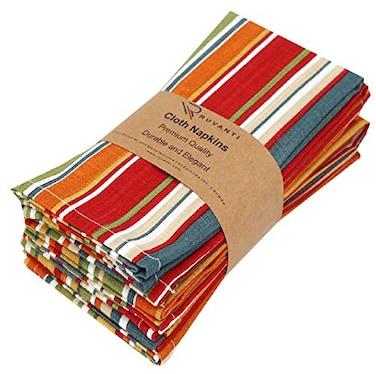 Ruvanti Cloth Napkins Set of 6 18x18 Inches 100 Cotton Washable Soft Absorbent Perfect for Wedding Christmas Thanksgiving Dinners Multi Stripes